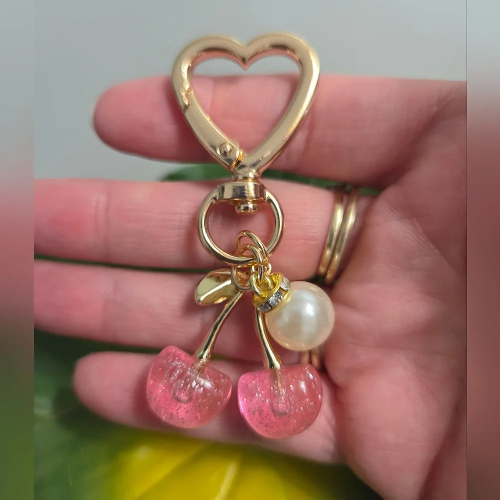 Cherry Blossom Bag Charm/Keychain, Pink, NEW - Picture 5 of 7